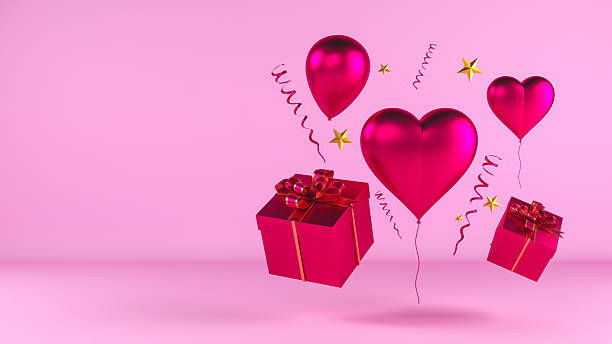 istock Pink Celebration Scene with Balloons and Gifts 3D 2210643710
