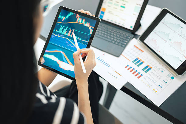 istock Millennial and Gen Z apply fintech Ai data analytic finance consultant using digital platform analysis investment diversifying global digital asset allocation in financial market and stock 2210645025
