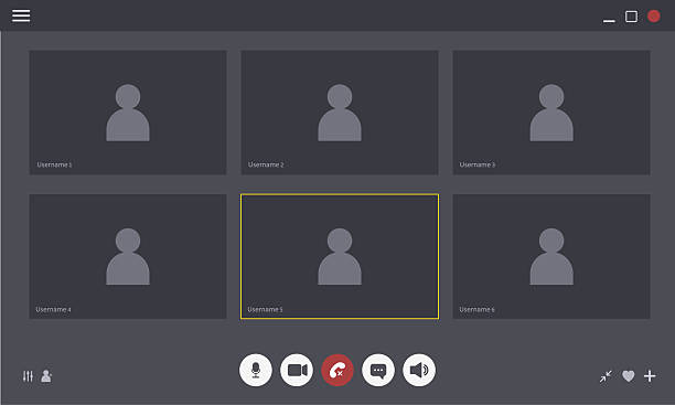 istock Videocall Interface template. Conference meeting mockup. Background of video chat screen for teleconferences. Vector Illustration in flat style 2210659626