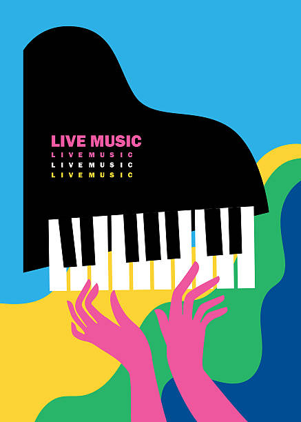 istock Music fest poster, Hands playing piano, music event flyer design 2210660940