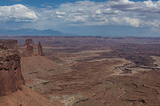 istock Vast desert landscape with rugged rock formations under a cloudy sky in a remote region 2210661707