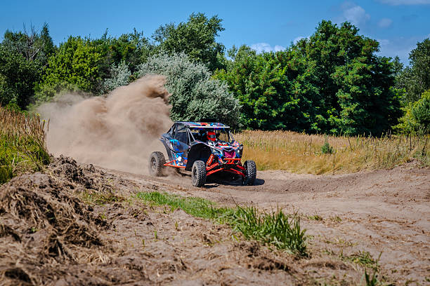istock Cool view on ATV, UTV or 4x4 on sandy terrain 2210662492