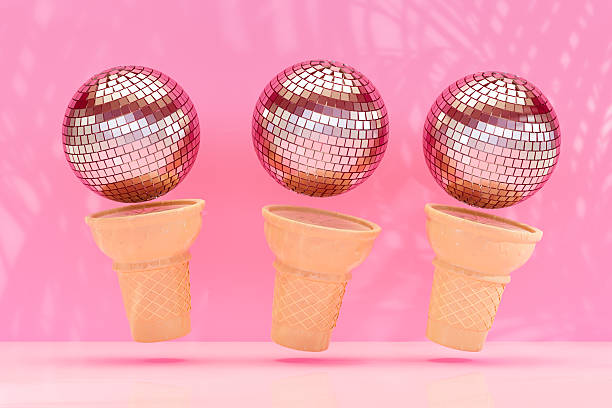 istock Ice Cream Cone with Disco Ball, Summer Beach Party Concept 2210662876