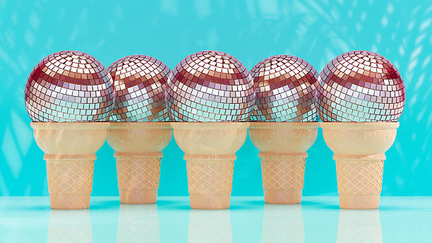 istock Ice Cream Cone with Disco Ball, Summer Beach Party Concept 2210662888