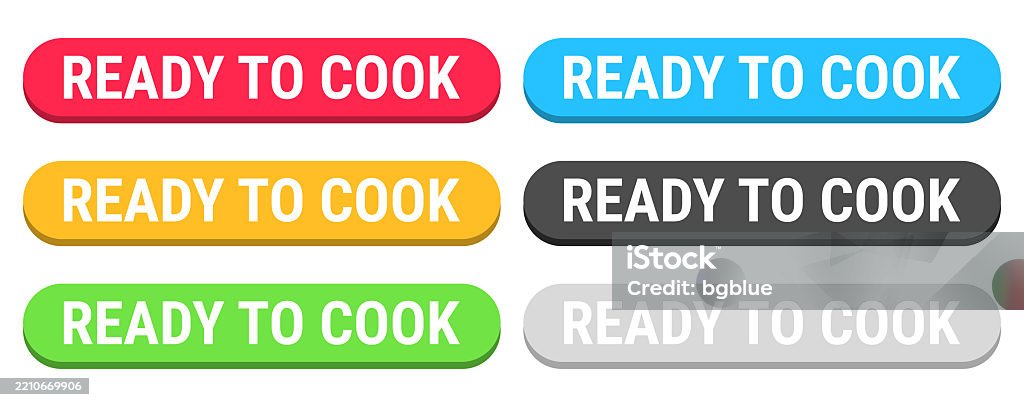 Buttons Cooking Ready To Cook Colorful 3d Click Web Buttons On Blank Background Stock ...