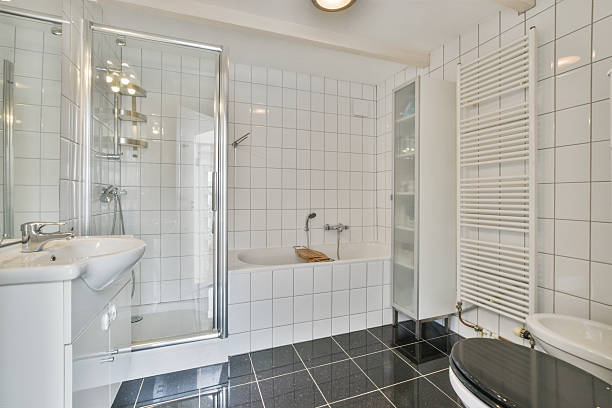 istock Bathroom with marble walls 2210670390