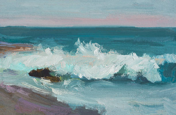 istock Sea oil painting. Abstract turquoise seascape. 2210673171