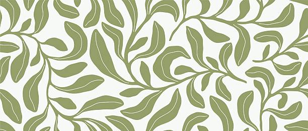 Drawn foliage seamless pattern. abstract leaves pattern.