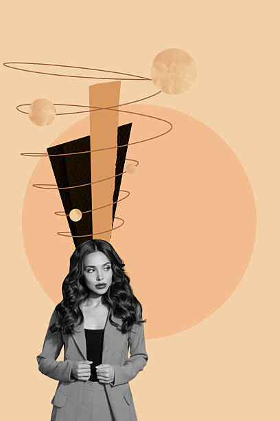 istock Trendy art creative vertical photo collage of minded girl guy think decision scribble brainstorming concept contemplation 2210677293