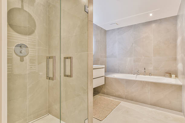 istock Bathroom with marble walls 2210677898