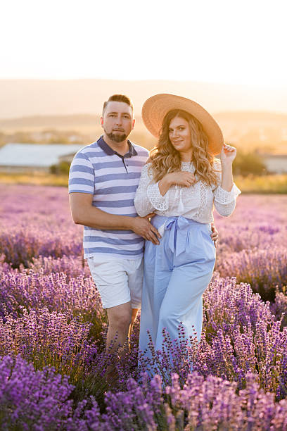 istock Romantic couple in lavender field 2210681448