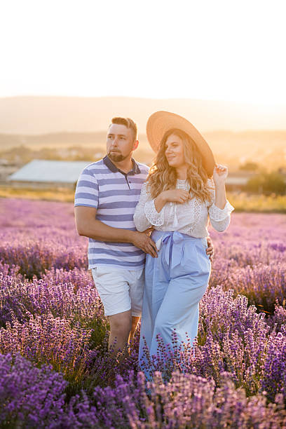 istock Romantic couple in lavender field 2210681460