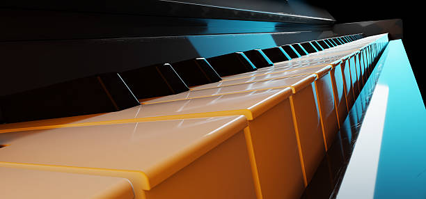 istock A Close-Up View of Piano Keys Illuminated by Soft Lighting at Night. 3d rendering 2210686340