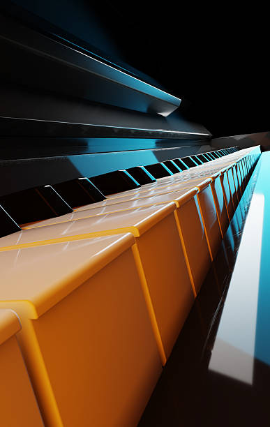 istock A Close-Up View of Piano Keys Illuminated by Soft Lighting at Night. 3d rendering 2210686342
