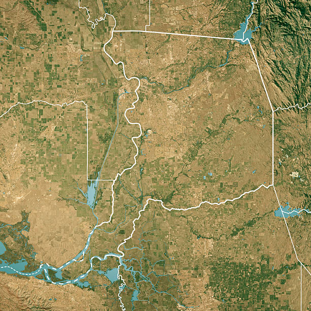 istock Sacramento County CA Satellite Topographic Map 3D Render True Color Border 2210693888
