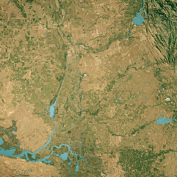 istock Sacramento County CA Satellite Topographic Map 3D Render True Color 2210693986