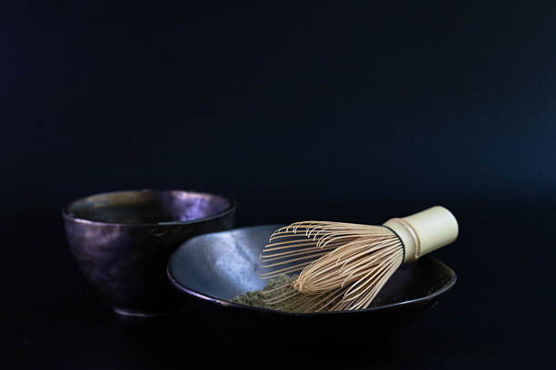 istock Healthy Concept, Green Tea on Black background 2210702599