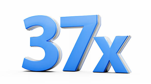 istock Blue 37x Thirty Seven x Or 37 Times For Advertising And Dynamic Sales Presentations 3D Illustration 2210704257