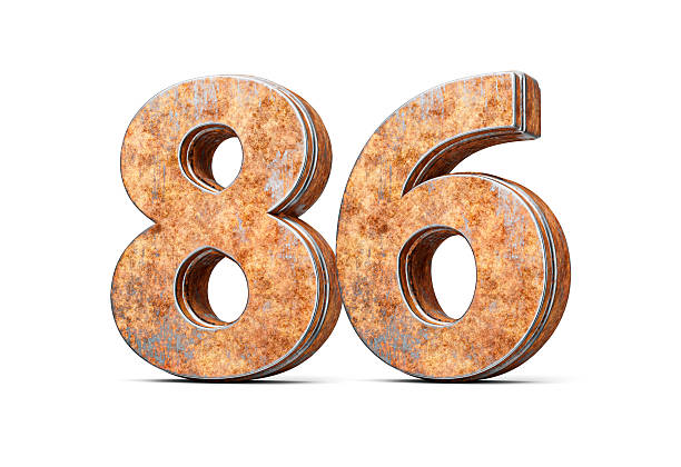 istock Number Eighty Six 86 Digit Made Of Old Rusty Iron Metal Texture White Background 3d Illustration 2210704289