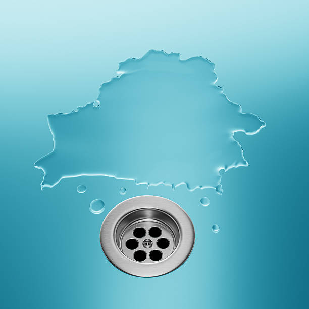 Belarus Water Map With Drainage Metal Sink Save Water And Water Wastage Concept 3D Illustration