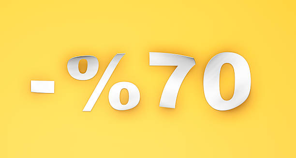 istock 70% Discount Paper Text on Yellow Background 2210705876