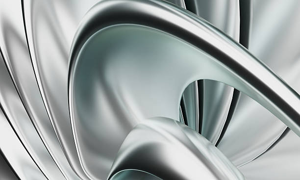 istock 3D Metallic Spiral Abstract Art - Silver & Mint Green Gradient Background 2210710612
