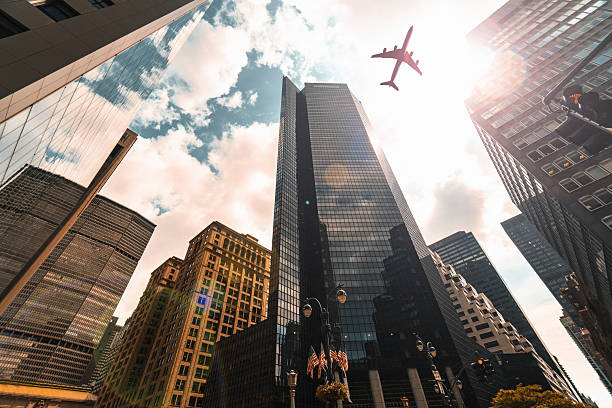 istock airplane in the downtown of manhattan 2210714567