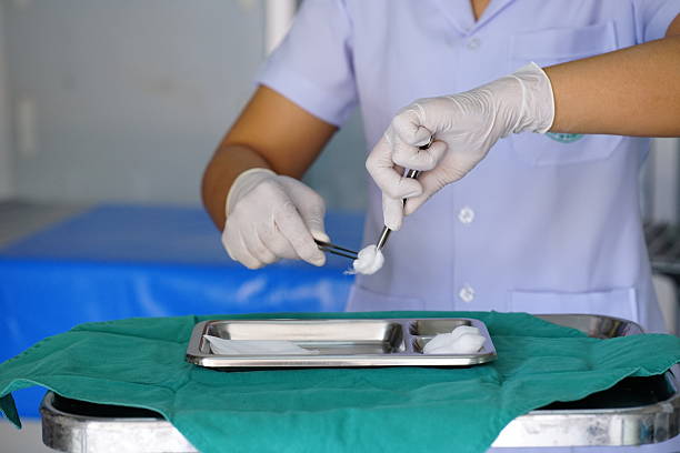 Instruments for podiatry in medical tray
