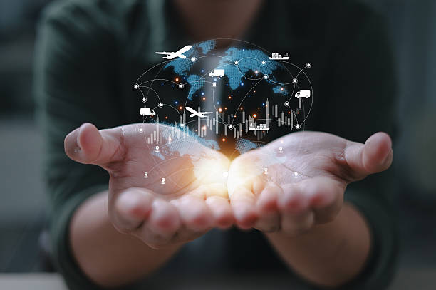 istock Managers use digital tablets to manage smart warehouses for overseas exports, digital inventory control, smart logistics, future transportation innovation 2210719211