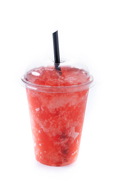istock Red strawberry slushie isolated on white background 2210720968