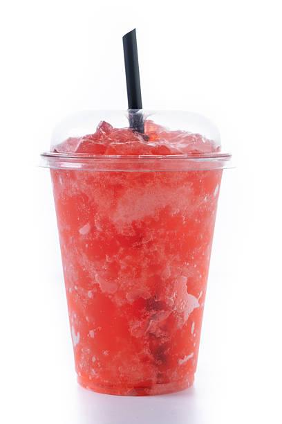 istock Red strawberry slushie isolated on white background 2210720988
