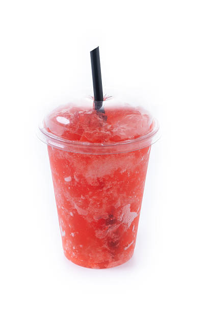 istock Red strawberry slushie isolated on white background 2210721003
