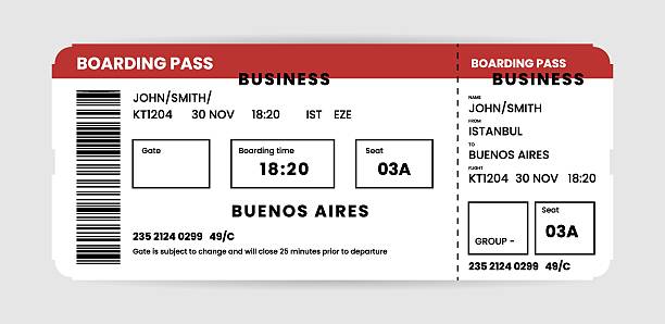istock Boarding pass ticket template. Airline boarding pass template. Airplane ticket for business class. Vector isolated illustration 2210721800