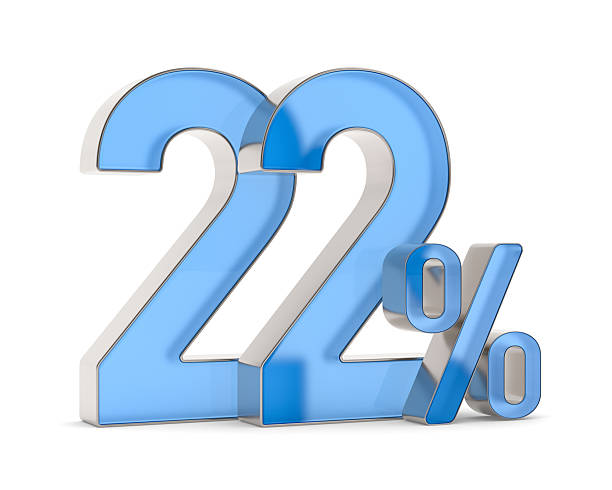 istock Twenty two percent on white background. Isolated 3D illustration 2210723042