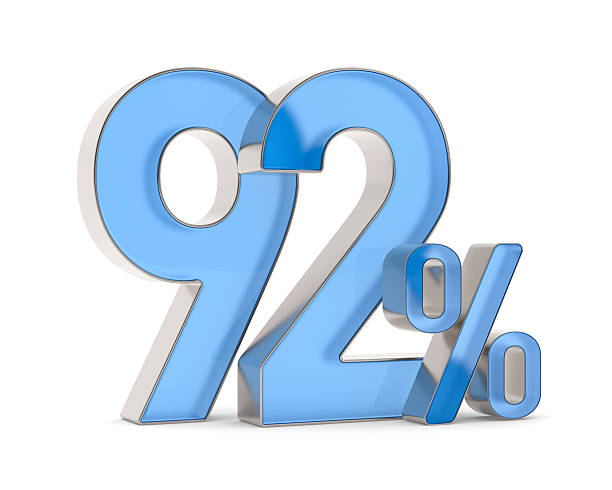 istock Ninety two percent on white background. Isolated 3D illustration 2210723082
