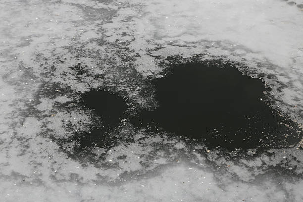 istock Melted ice in a reservoir, view from above. 2210726817