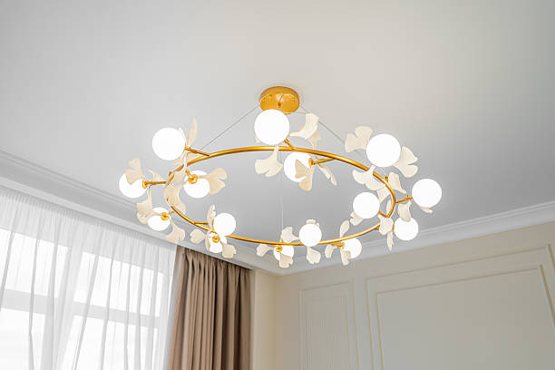 istock Modern design gold ceiling lamp for interior decoration in the bedroom. light on 2210729019