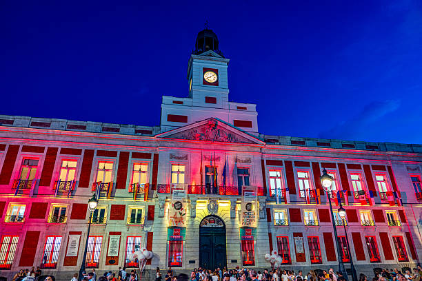 The bear and the strawberry tree in Puerta del Sol square, this statue represents the Spanish capital. Madrid. Spain. July 29, 2023.
