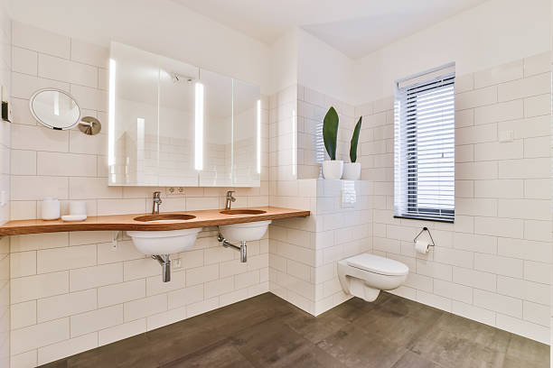 istock Bathroom with marble walls 2210734335