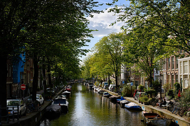 Beautiful Bloemgracht canal with the typical houses of downtown Amsterdam, Netherlands. September 16, 2024