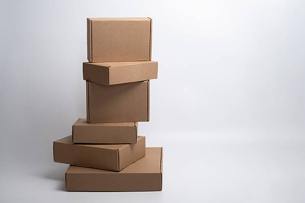 istock Brown paper box. Cardboard box isolated on white background. Place for text. Gift box 2210763645