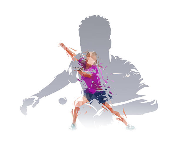 istock Table tennis collage, group of ping pong players, isolated vector illustrations of man and woman playing table tennis 2210764100