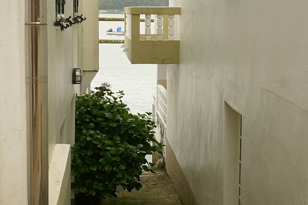 A step on both sides of the building