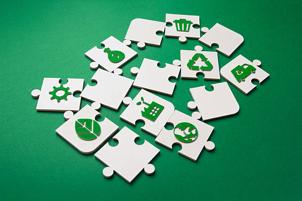 istock Environmental Puzzle Pieces with Green Sustainability Icons. 2210767809