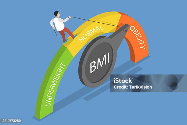 Bmi Visualized 3d Isometric Flat Vector Illustration Of Body Mass Index Calculator ...