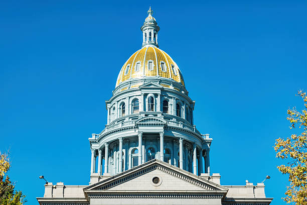 The Colorado State Capitol building exterior in downtown Denver Colorado USA.