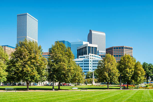 Civic Center Park and downtown Denver Colorado USA.