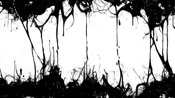 istock Abstract Black Ink Flow with Splatters on Light Background 2210796610
