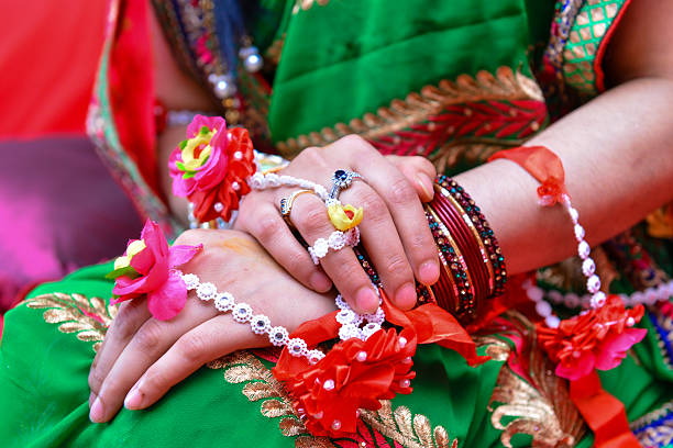 istock Traditional Wedding Ritual with Colorful Bangles 2210804791