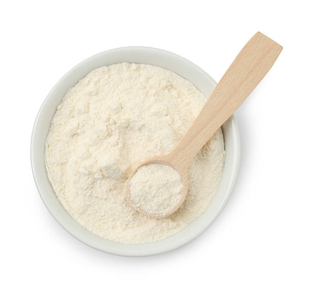 istock Baking powder in bowl and spoon isolated on white, top view 2210806845